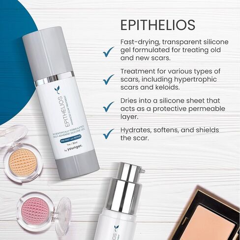 علاج Epithelios المتقدم للندبات بدون عامل حماية من الشمس (SPF) - متوافق مع المكياج والكريمات، جل السيليكون ذاتي الالتصاق - مرطب وينعم ويحمي الندبات - لعلامات التمدد وحب الشباب والندبات القديمة والجديدة - 30 مل in Saudi Arabia