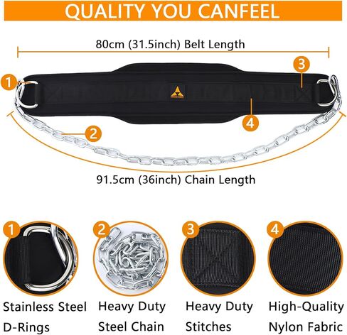 حزام غمس لرفع الأثقال، حزام وزن مع سلسلة فولاذية 36 بوصة لحزام السحب، حزام غمس للخصر من النيوبرين 10 مم لرفع الأثقال، القرفصاء، تدريب القوة، اللياقة البدنية في صالة الألعاب الرياضية، للرجال والنساء in Kuwait