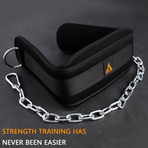 حزام غمس لرفع الأثقال، حزام وزن مع سلسلة فولاذية 36 بوصة لحزام السحب، حزام غمس للخصر من النيوبرين 10 مم لرفع الأثقال، القرفصاء، تدريب القوة، اللياقة البدنية في صالة الألعاب الرياضية، للرجال والنساء in Kuwait