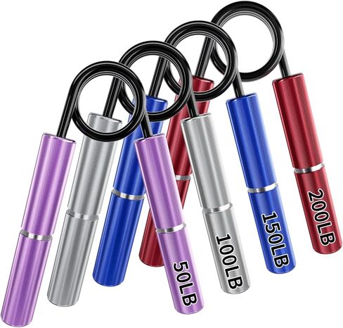 مدرب قوة القبضة 4 عبوات، مقوي قبضة اليد المعدنية 50 رطل - 200 رطل، تمرين رائع للمعصم والساعد، تمرين الساعد عالي التحمل غير قابل للانزلاق لبناء العضلات وإعادة تأهيل اليد in Kuwait