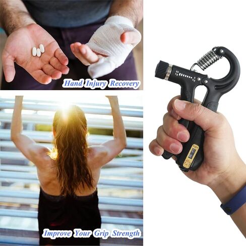 Grip Strength Trainer with Smart Counting, Hand Grip Strengthener, Forearm Exerciser and Hand Workout Tool. Non-Slip Gripper with Adjustable Resistance from 11 to 132lbs (5-60kg). in Kuwait