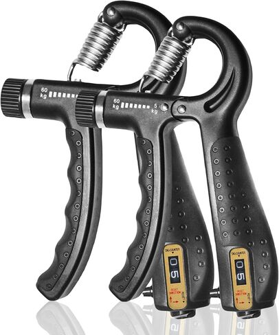 Grip Strength Trainer with Smart Counting, Hand Grip Strengthener, Forearm Exerciser and Hand Workout Tool. Non-Slip Gripper with Adjustable Resistance from 11 to 132lbs (5-60kg). in Saudi Arabia