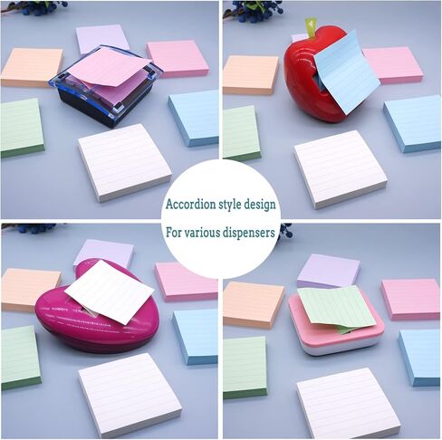 Lined Pop Up Sticky Notes Refills, 3x3 inch, Easy to Post, Accordion, Z-Fold, Pink, Orange, White, Green, Blue, Purple in Saudi Arabia