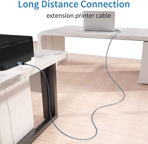 كابل طابعة XGAMTT USB A إلى USB B بطول 10 أقدام، كابل طابعة USB 2.0 كابل USB-A إلى USB-B، سلك طابعة ماسح ضوئي مجدول من النايلون عالي السرعة لـ HP Canon Dell Epson Brother Xerox Samsung Piano DAC والمزيد - أزرق in Kuwait