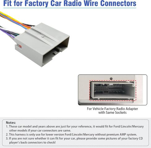 24Pin Radio Wiring Harness Compatible with Ford Mercury Lincoln 2006-2012, Aftermarket 16Pin ISO Stereo Connector Wire Adapter in Saudi Arabia
