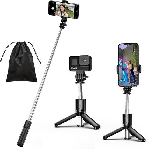 Selfie Stick, 4 in 1 Selfie Stick Tripod, Extendable and Portable Stable Tripod Stand with Detachable Wireless Remote Compatible with iPhone 13/14/11/GoPro/Camera/Phone in Saudi Arabia