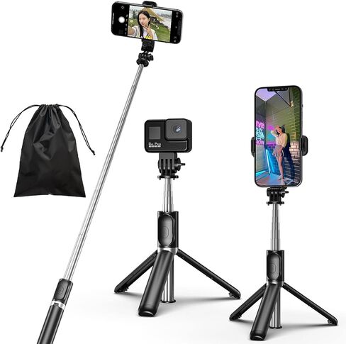 Selfie Stick, 4 in 1 Selfie Stick Tripod, Extendable and Portable Stable Tripod Stand with Detachable Wireless Remote Compatible with iPhone 13/14/11/GoPro/Camera/Phone in Saudi Arabia
