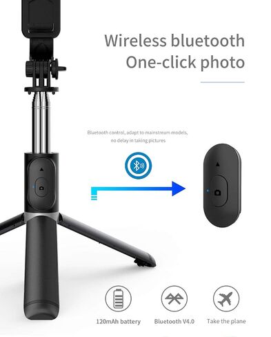 Selfie Stick, 4 in 1 Selfie Stick Tripod, Extendable and Portable Stable Tripod Stand with Detachable Wireless Remote Compatible with iPhone 13/14/11/GoPro/Camera/Phone in Saudi Arabia