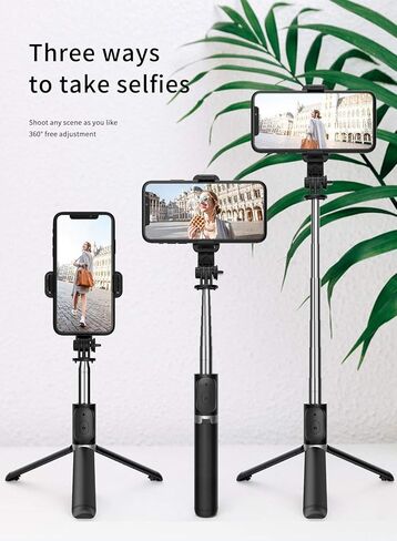 Selfie Stick, 4 in 1 Selfie Stick Tripod, Extendable and Portable Stable Tripod Stand with Detachable Wireless Remote Compatible with iPhone 13/14/11/GoPro/Camera/Phone in Saudi Arabia