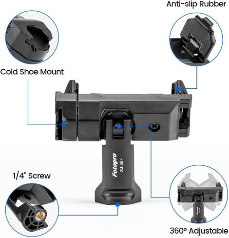Fotopro حامل ثلاثي للهاتف 1/4 بوصة برغي أسود عالمي للهاتف الخلوي محول تثبيت لعصا Monopod Selfie Stick سطح المكتب حامل ثلاثي القوائم للفيديو صورة فوتوغرافية in Kuwait