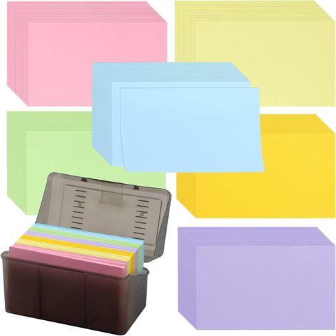 700 قطعة من بطاقات الفهرسة الفارغة مع 2 علبة بطاقات فهرس، وبطاقات فهرسة ملونة، وبطاقات ملاحظات، وبطاقات دراسة لبطاقات الفلاش للوازم المدرسية والمكتبية، 6 ألوان in Kuwait