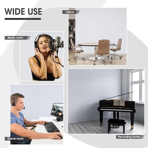 5 Pack Large Art Acoustic Panels Sound Absorbing 47x23.6x0.4 Inch Self Adhesive Sound Dampening Panels Noise Reduction Panels Decorative Sound Proof Wall Panels for Home Office Studio (Black) in Saudi Arabia