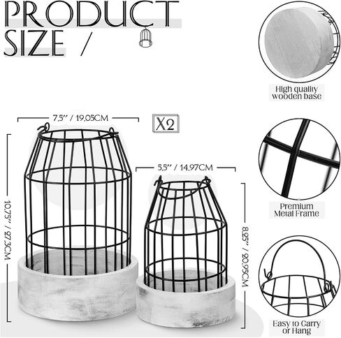 4 Pcs Rustic Farmhouse Lantern Decor Decorative Lanterns Holder Modern Wire Metal Cloche for Your Living Room, Fireplace, Mantle, Kitchen, Dining Room, Table, Home, Centerpieces Decoration in Saudi Arabia