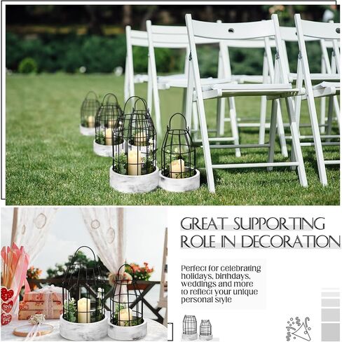 4 Pcs Rustic Farmhouse Lantern Decor Decorative Lanterns Holder Modern Wire Metal Cloche for Your Living Room, Fireplace, Mantle, Kitchen, Dining Room, Table, Home, Centerpieces Decoration in Saudi Arabia