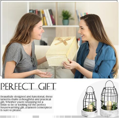 4 Pcs Rustic Farmhouse Lantern Decor Decorative Lanterns Holder Modern Wire Metal Cloche for Your Living Room, Fireplace, Mantle, Kitchen, Dining Room, Table, Home, Centerpieces Decoration in Saudi Arabia