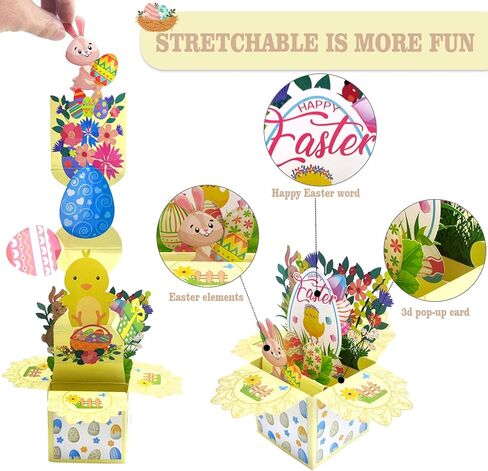 بطاقة عيد الفصح السعيدة المنبثقة، أرنب عيد الفصح المضحك مع بطاقة تهنئة ثلاثية الأبعاد للبيض، أفضل هدايا عيد الفصح للأطفال، الابن، الابنة، الصبي، الفتاة، الزوج، الزوجة in Kuwait
