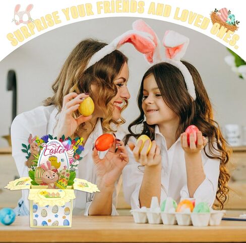 بطاقة عيد الفصح السعيدة المنبثقة، أرنب عيد الفصح المضحك مع بطاقة تهنئة ثلاثية الأبعاد للبيض، أفضل هدايا عيد الفصح للأطفال، الابن، الابنة، الصبي، الفتاة، الزوج، الزوجة in Kuwait