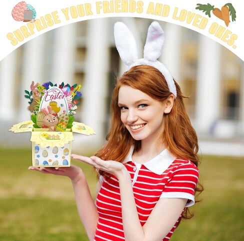 بطاقة عيد الفصح السعيدة المنبثقة، أرنب عيد الفصح المضحك مع بطاقة تهنئة ثلاثية الأبعاد للبيض، أفضل هدايا عيد الفصح للأطفال، الابن، الابنة، الصبي، الفتاة، الزوج، الزوجة in Kuwait