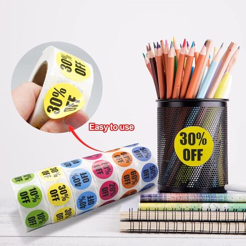 3000 Pieces Percent Off Sticker, 10% to 60% Percent Off Stickers Discount Stickers for Retail Sale Signs for Retail Store 6 Rolls of Round Self-Adhesive Retail Labels in Saudi Arabia