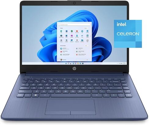 كمبيوتر محمول HP 14 بوصة خفيف للغاية للطلاب والأعمال، معالج Intel Celeron، ذاكرة وصول عشوائي 8 جيجابايت، 64 جيجابايت eMMC + بطاقة Ghost Manta SD سعة 128 جيجابايت، مكتب 365 لمدة عام، شحن سريع، HDMI، USB-A&C، ويندوز 11 in Saudi Arabia