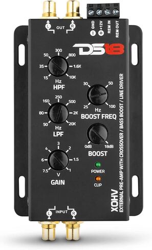 DS18 XOHV 2-Channel Pre-Amp Car Electronic Crossover High Volt External Pre Amplifier with Adjustable Bass Boost Frequency - Perfect for Hi-Volts Amplifiers in Saudi Arabia