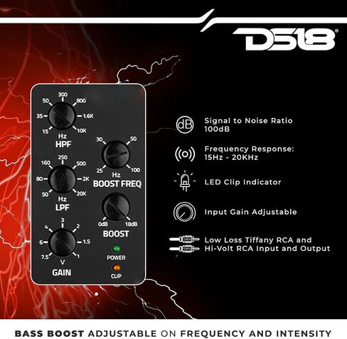DS18 XOHV 2-Channel Pre-Amp Car Electronic Crossover High Volt External Pre Amplifier with Adjustable Bass Boost Frequency - Perfect for Hi-Volts Amplifiers in Saudi Arabia