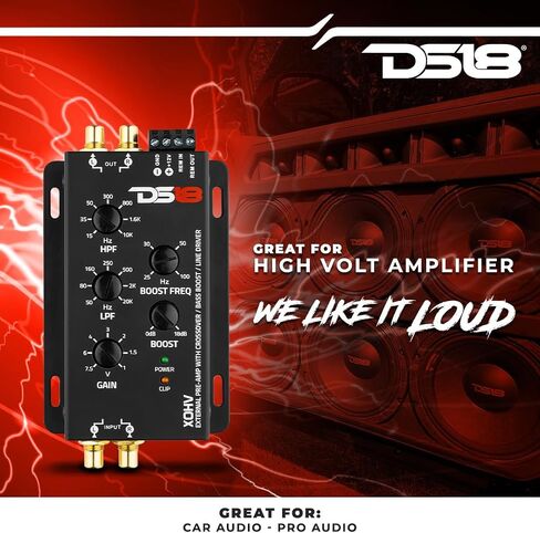 DS18 XOHV 2-Channel Pre-Amp Car Electronic Crossover High Volt External Pre Amplifier with Adjustable Bass Boost Frequency - Perfect for Hi-Volts Amplifiers in Saudi Arabia