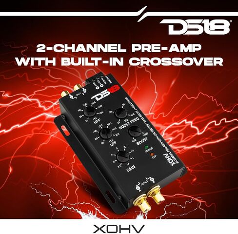 DS18 XOHV 2-Channel Pre-Amp Car Electronic Crossover High Volt External Pre Amplifier with Adjustable Bass Boost Frequency - Perfect for Hi-Volts Amplifiers in Saudi Arabia