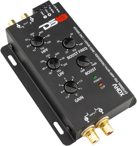 DS18 XOHV 2-Channel Pre-Amp Car Electronic Crossover High Volt External Pre Amplifier with Adjustable Bass Boost Frequency - Perfect for Hi-Volts Amplifiers in Saudi Arabia