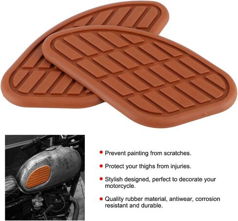 Qiilu Motorcycle Tank Pads, 1Pair of Motorcycle Fuel Tank Traction Pad Protector Vintage Universal Knee Grip Decals(Brown) in Saudi Arabia