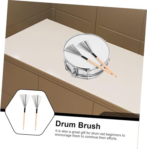 بكرات زوج واحد من فرشاة طبلة الرأس المزدوجة، مجموعة طبلة سلكية، فرشاة طبلة ملحقات فرشاة الطبل، ملحقات فرشاة الإيقاع للطبلة الموسيقية، خشب القيقب، فولاذ كربوني أبيض in Kuwait