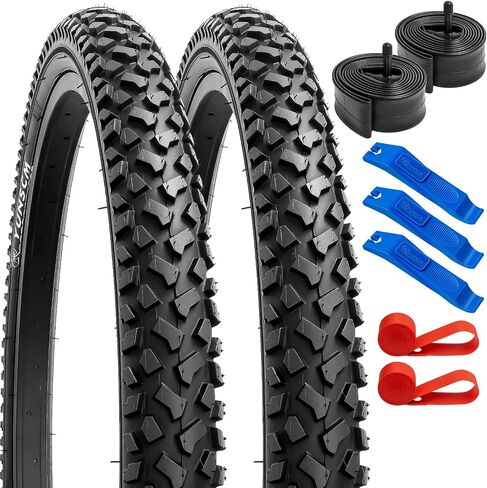 إطارات دراجة YUNSCM مقاس 16 بوصة مقاس 16 × 2.125/54-305 60TPI وأنابيب دراجة مقاس 16 بوصة مع شريطين حافة متوافقين مع إطارات الدراجة الجبلية/الطرق الوعرة 16x1.75 16x1.95 16x2.0 16x2.10 16x2.125 إطارات وأنابيب الدراجات (Y -1131) in Saudi Arabia