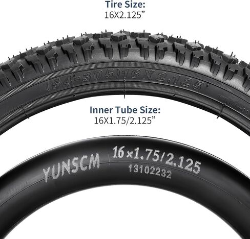 إطارات دراجة YUNSCM مقاس 16 بوصة مقاس 16 × 2.125/54-305 60TPI وأنابيب دراجة مقاس 16 بوصة مع شريطين حافة متوافقين مع إطارات الدراجة الجبلية/الطرق الوعرة 16x1.75 16x1.95 16x2.0 16x2.10 16x2.125 إطارات وأنابيب الدراجات (Y -1131) in Saudi Arabia