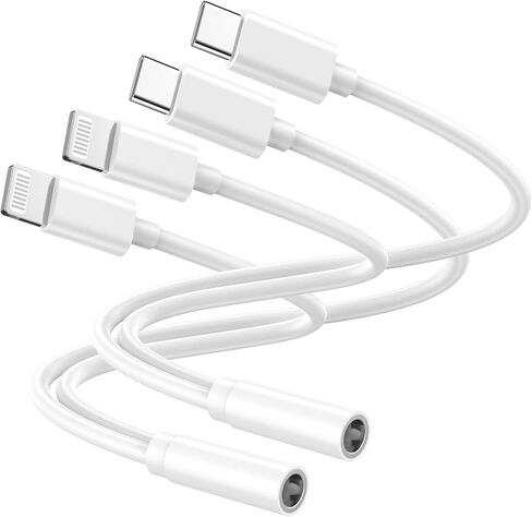 [معتمد من Apple MFi] محول مقبس سماعة الرأس Lightning إلى 3.5 مم + محول مقبس سماعة الرأس USB-C إلى 3.5 مم، 2 حزمة محول صوت iPad من النوع C إلى 3.5 مم لهاتف iPhone 15 14 13 12 11 8 7 Galaxy S23+، S22 in Kuwait
