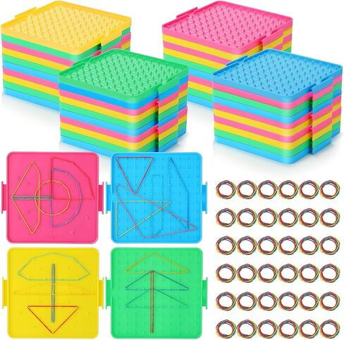 40 حزمة 6.3 بوصة مزدوجة الجوانب Geoboard الرياضيات المناورات الهندسة البلاستيكية المناورات Geoboards الرياضية مع الأربطة المطاطية لعبة تعليمية رسومية للإبداع تعلم الهندسة in Saudi Arabia
