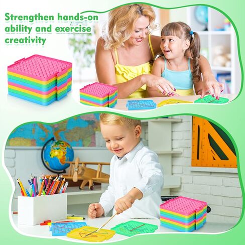 40 حزمة 6.3 بوصة مزدوجة الجوانب Geoboard الرياضيات المناورات الهندسة البلاستيكية المناورات Geoboards الرياضية مع الأربطة المطاطية لعبة تعليمية رسومية للإبداع تعلم الهندسة in Saudi Arabia