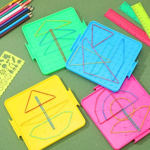 40 حزمة 6.3 بوصة مزدوجة الجوانب Geoboard الرياضيات المناورات الهندسة البلاستيكية المناورات Geoboards الرياضية مع الأربطة المطاطية لعبة تعليمية رسومية للإبداع تعلم الهندسة in Saudi Arabia