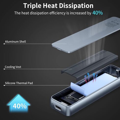 PHIXERO M.2 SATA NGFF SSD Enclosure Adapter, USB 3.1 Gen 2 6Gbps External Solid State Enclosure with UASP, Aluminum, Plug and Play, for 2280/2260/2242/2230 B-Key/B+M Key SATA SSD, UP to 4TB (Gray) in Kuwait
