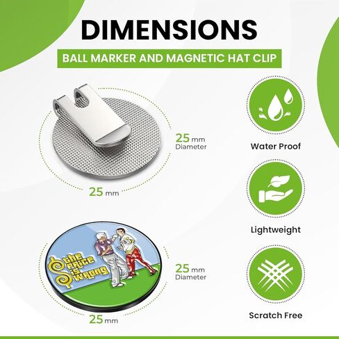 مجموعة هدايا الجولف K9King المكونة من 6 قطع - علامات كرة الجولف جيلمور ومشبك قبعة الجولف المغناطيسية - مجموعة خضراء - ملحقات جولف مضحكة للرجال والنساء للاعبي الجولف in Kuwait