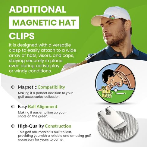 مجموعة هدايا الجولف K9King المكونة من 6 قطع - علامات كرة الجولف جيلمور ومشبك قبعة الجولف المغناطيسية - مجموعة خضراء - ملحقات جولف مضحكة للرجال والنساء للاعبي الجولف in Kuwait