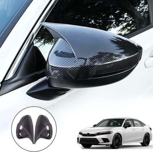 لغطاء مرآة جانبية لباب السيارة المدنية من مادة ABS لسيارة Honda 11th gen Civic 2022 2023 - أسود لامع in Kuwait