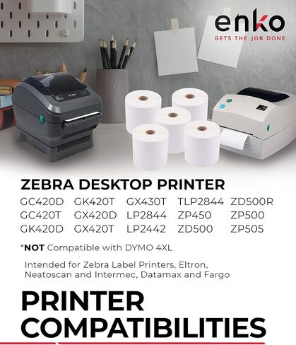 enKo (3 بكرات، 1350 ملصق) 4 × 6 عنوان حراري مباشر وملصقات شحن - ملصق شحن 4 × 6 متوافق مع طابعة Zebra 2844 ZP450 ZP-500 ZP-505، Rollo، Eltron، Neatoscan in Kuwait