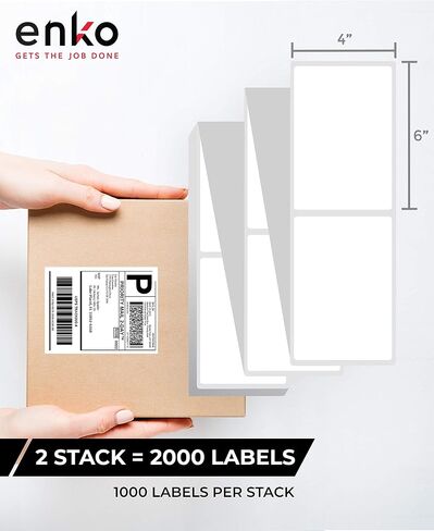 enKo (3 بكرات، 1350 ملصق) 4 × 6 عنوان حراري مباشر وملصقات شحن - ملصق شحن 4 × 6 متوافق مع طابعة Zebra 2844 ZP450 ZP-500 ZP-505، Rollo، Eltron، Neatoscan in Kuwait