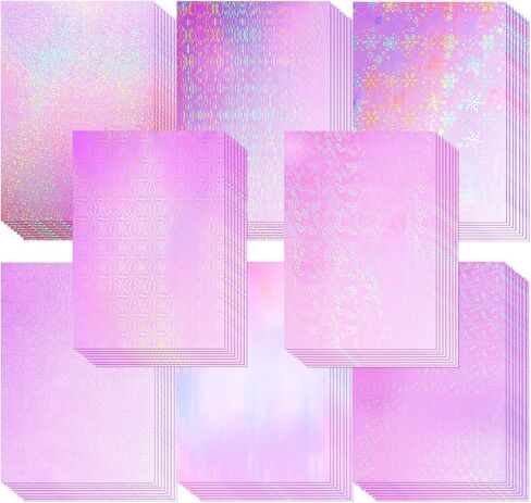 Seajan 80 Pcs Holographic Laminate Sheets Holographic Glitter Sticker Paper 8.5 x 11 Inch Clear Overlay Self Adhesive Vinyl Laminate Film Waterproof Colorful Patterns(Glitter) in Saudi Arabia