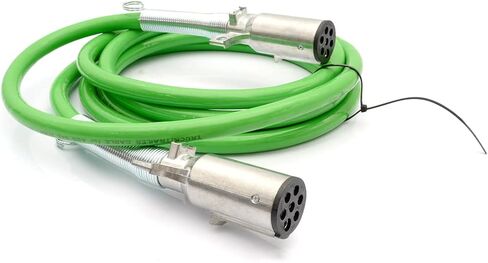 7 Way Trailer Cord 15 FT Green ABS Coiled,7 way trailer plug for Semi Trucks, Heavy Duty Electric Power Cable in Saudi Arabia