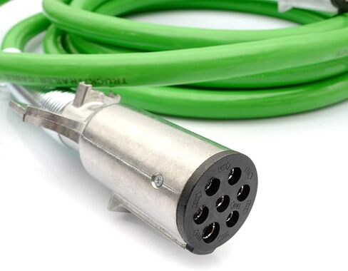 7 Way Trailer Cord 15 FT Green ABS Coiled,7 way trailer plug for Semi Trucks, Heavy Duty Electric Power Cable in Saudi Arabia