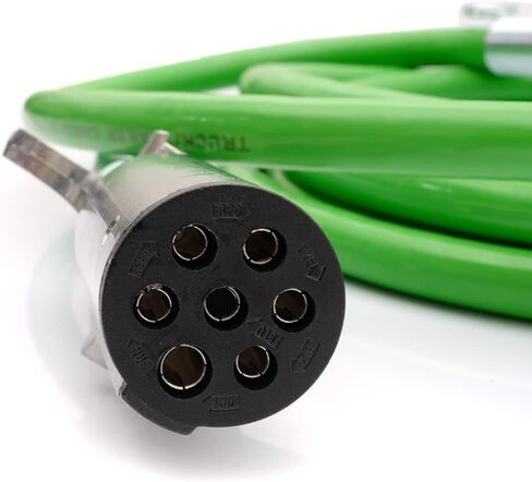 7 Way Trailer Cord 15 FT Green ABS Coiled,7 way trailer plug for Semi Trucks, Heavy Duty Electric Power Cable in Saudi Arabia