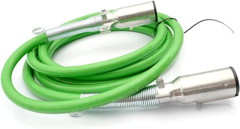 7 Way Trailer Cord 15 FT Green ABS Coiled,7 way trailer plug for Semi Trucks, Heavy Duty Electric Power Cable in Saudi Arabia