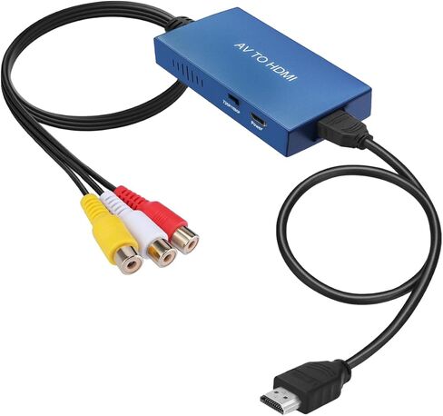 Tengchi RCA to HDMI Converter, Composite to HDMI Adapter Support 1080P PAL/NTSC Compatible with PS one, PS2, PS3, STB, Xbox, VHS, VCR, Blue-Ray DVD Players-Blue in Kuwait