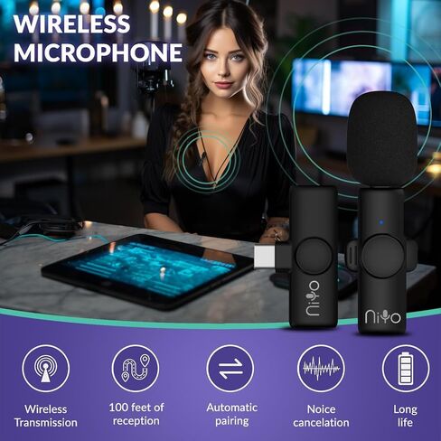ميكروفون NiYo USB-C ذو طية صدر السترة: جودة صوت النخبة لمنشئي المحتوى، ومقدمي البث الصوتي، وعشاق التكنولوجيا، وتسجيل الفيديو، والبكرات، والسراويل القصيرة، ويوتيوب، ومدونة الفيديو، وتيك توك والمزيد (أحمر (2 ميكروفون و1 جهاز استقبال)) in Saudi Arabia